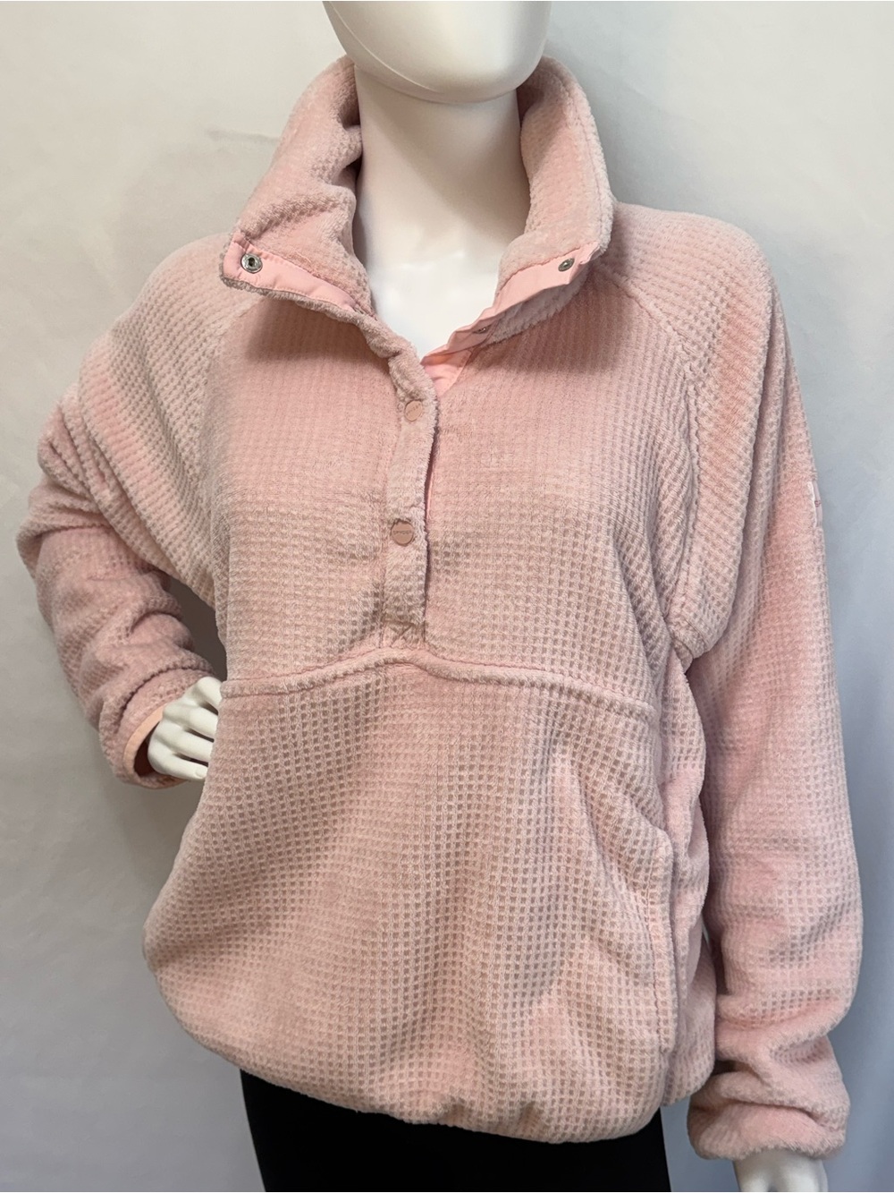 Spyder Waffle Knit Plush Fleece Pullover Soft Pink
